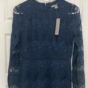 Love By Design Navy Blue Lace‎ Long Sleeve Dress